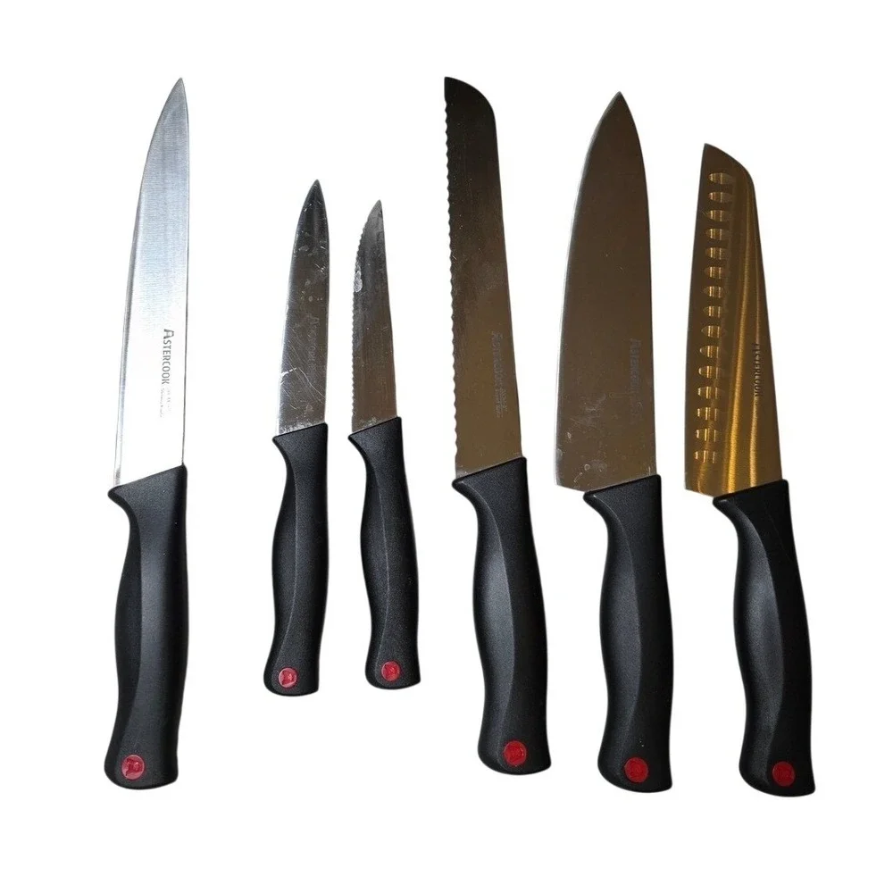 Astercook 14 Piece Kitchen Knife Set with Block‎ Black Stainless Steel Shears B3